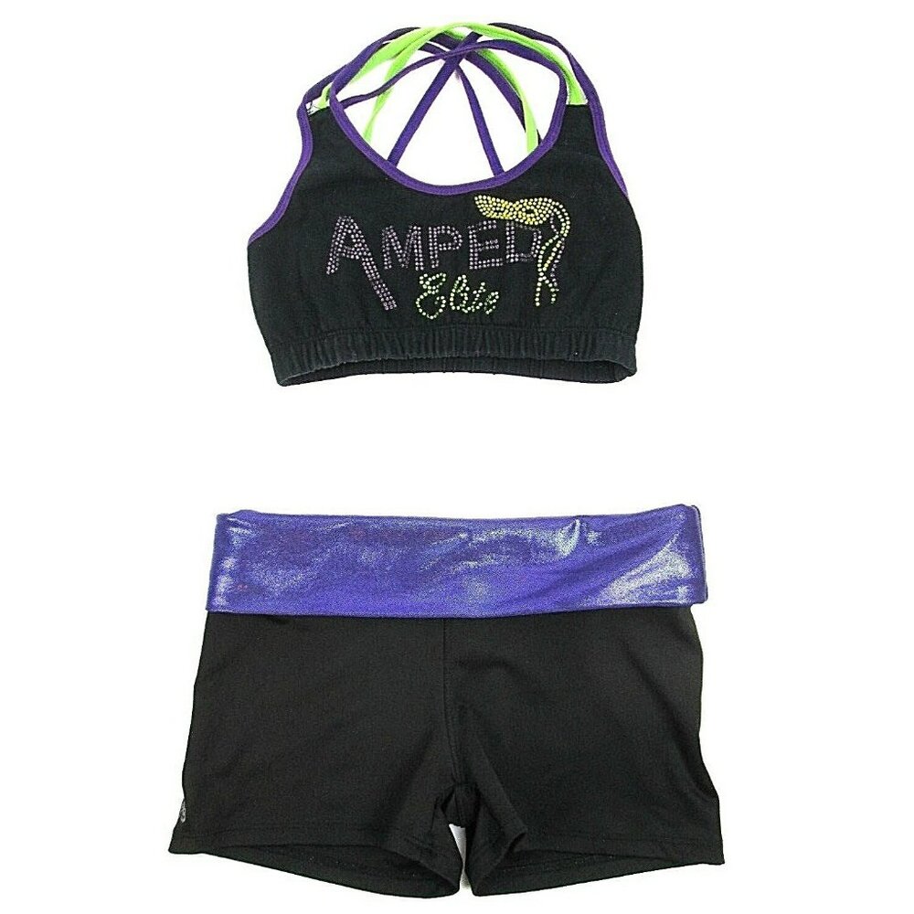 Cheerleader Uniform Outfit Costume AMPED Elite Adult Sm Super Sexy Bra Hot Pants
